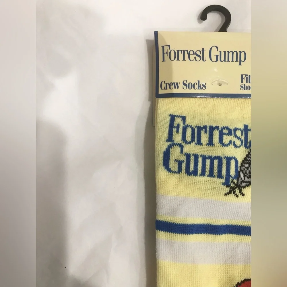 2pairs Forrest Gump yellow & blue striped crew socks fits shoe size 6-12 new‎